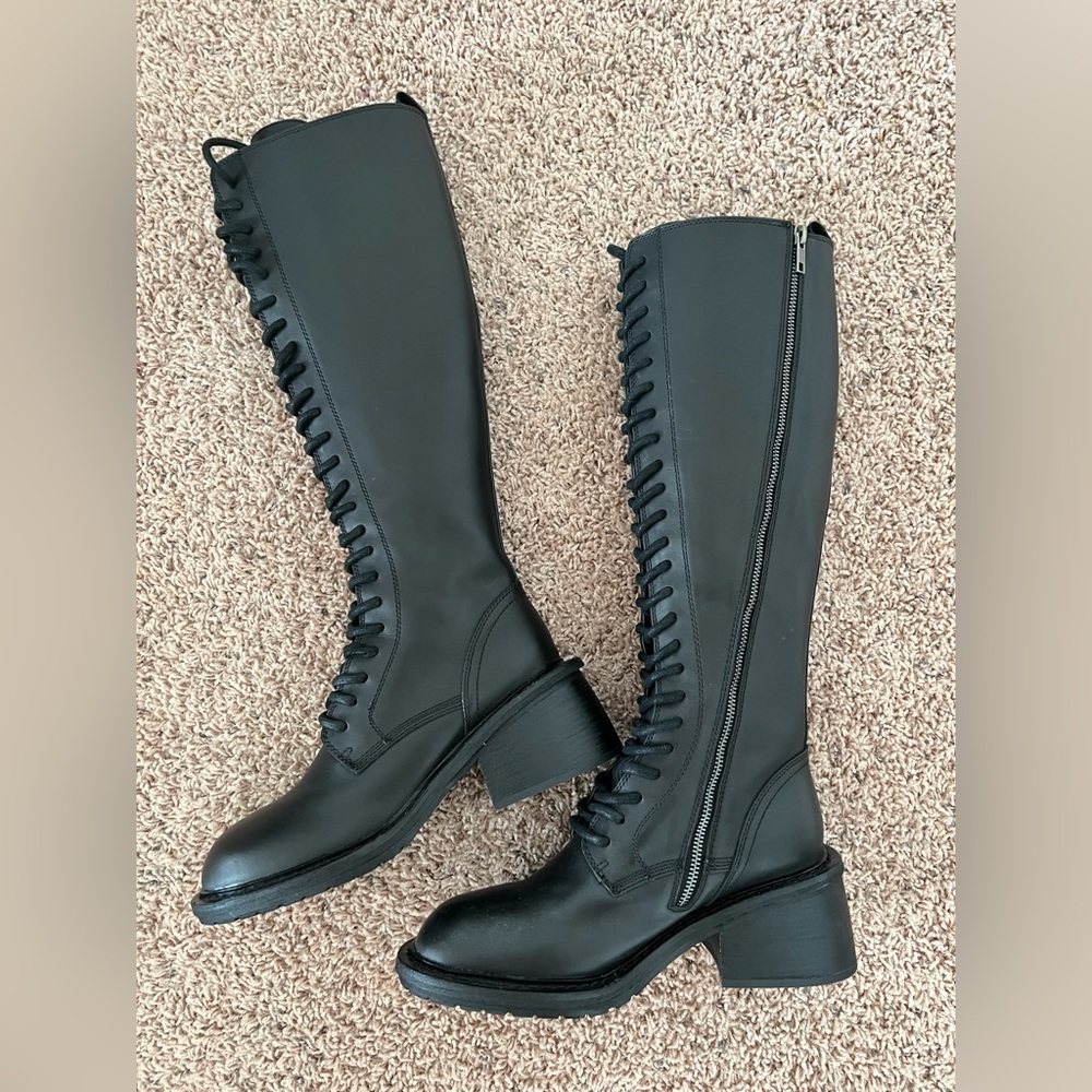 Boots Ann Demeulemeester, high, zip-up boots, lace-up boots, thick-soled boots